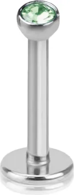Produktbild von viva-adorno 1,2x8x2mm Lippen Piercing Stecker Tragus Labretstecker Zirkonia Edelstahl Innengewinde in verschiedenen Farben Z188, hellgrün