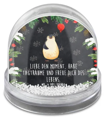 Produktbild von Mr. & Mrs. Panda Schneekugel Weihnachten Pinguin Luftballon - Kreidetafel - Geschenk, dekoartikel, Glück, wasserkugel, Motivation, schnee kugel, Beste Freundin, Liebe