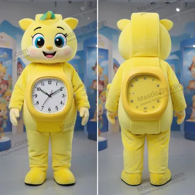 Productafbeelding van Limoengele MASTICOT horlogemascotte met tekenfilmwijzer