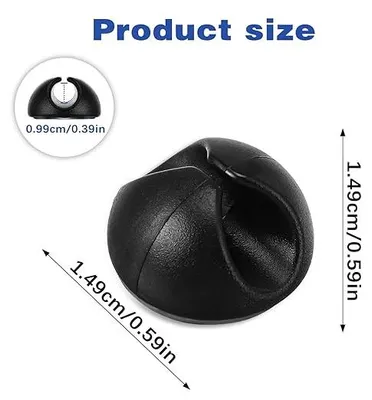 Produktbild von PolkaHome® 10er Set Kabelclips Schwarz Selbstklebend - Kabelhalter für Kabelmanagement am Schreibtisch, Nachttisch, Wand - Kabelschlaufen