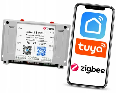 Produktbild von Tuya Zigbee 4-Kanal Relaismodul für DIN-Schiene
