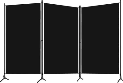 Produktbild von vidaXL 3-dielna deliaca stena do izby čierna 260x180 cm