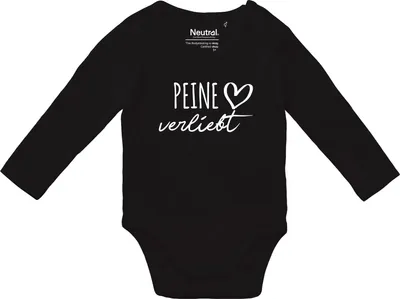 Produktbild von Huuraa Baby Body Peine verliebt 74 Black  Baumwolle Fairtrade Langarmbody Geschenkidee