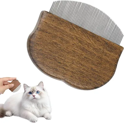 Imagen del producto de Cepillo para perros y gatos con mango de madera y dientes de metal, para eliminar parásitos
