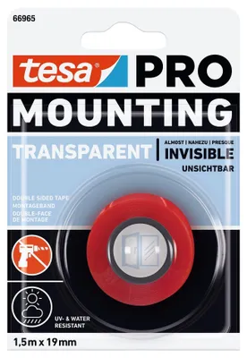 Imagen del producto de Tesa® Mounting Pro 01, transparente, 1,5 metros x 19 mm