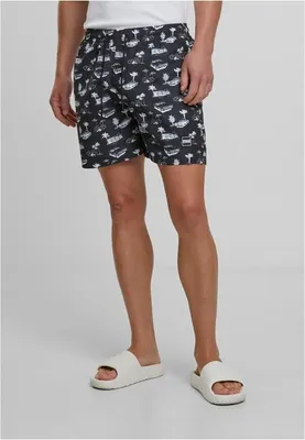 Obrázek produktu pro Pánské kraťasy Urban Classics Pattern Swim Shorts black/white - L