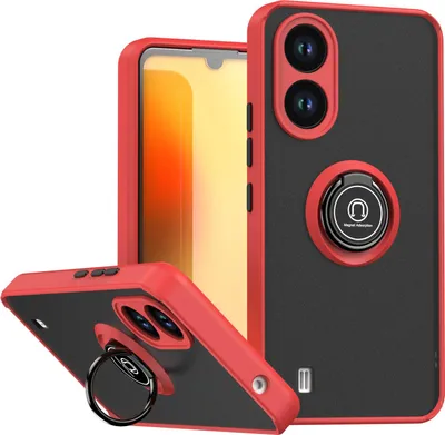Immagine prodotto di Custodia per ZTE Blade A33s in TPU traslucido opaco con supporto ad anello e supporto Rosso