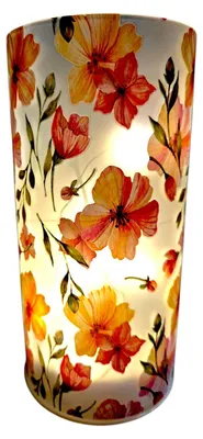 Produktbild von formano LED Deko Licht Blumenzeit Zylinder Glas 16 cm Blumen Motiv Timer 6h/18h