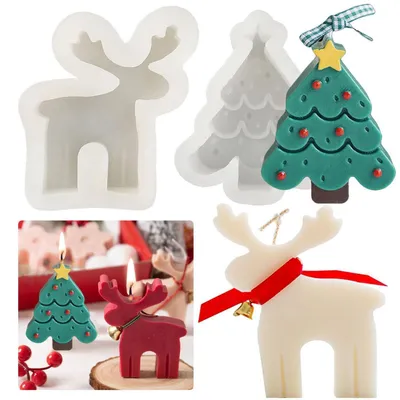 Produktbild von Silikonform Weihnachtsbaum Elch 3D für Kerzen Seife Schokolade Gips Epoxidharz
