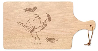 Produktbild von Mr. & Mrs. Panda Brett Rotkehlchen Federn - Transparent - Geschenk, Schneidebrett, Spruch Mut, Vogel, Frühstücksbrett, Brettchen, fliegen, Motivation Sprüche, Holzbrett