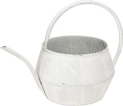 Produktbild von Deko-Gießkanne Vintage Metall Blumenübertopf Nostalgie-Rillen