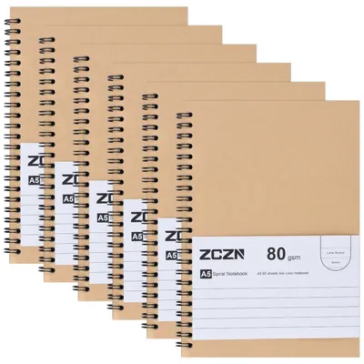Obrázek produktu pro Blokové zápisníky formátu A5, linkované, 6 kusů, 60 listů v balení, gramáž 80 g/m²