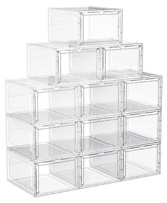 Obrázek produktu pro Sada 12 úložných boxů na boty – stohovatelné úložné boxy – vyrobené z PP a ABS – rozměry 27 x 34,5 x 19 cm