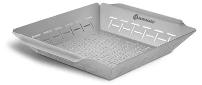 Zdjęcie produktu dla Koszyk do grillowania BURNHARD® o wymiarach 35,5 x 30 x 5,5 cm, wykonany ze stali nierdzewnej, przeznaczony do warzyw