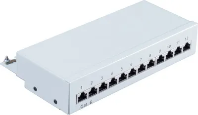 Produktbild von Patchpanel Patchfeld Cat.6, 12-Port lichtgrau