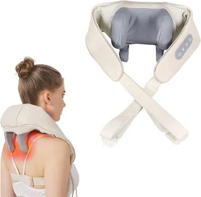 Produktbild von Nacken- und Rückenmassagegerät – zur Muskelentspannung – 42°C Wärmetherapie – 15 x 5 x 14 cm – Grau