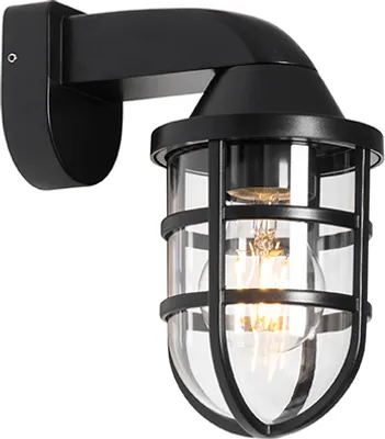 Produktbild von Qazqa Modern außen Wandleuchte, Außenlampe, Wandlampe für den Garten - Joeri - Schwarz, max. 15W, Geeignet für LED, 18.5cm, IP54