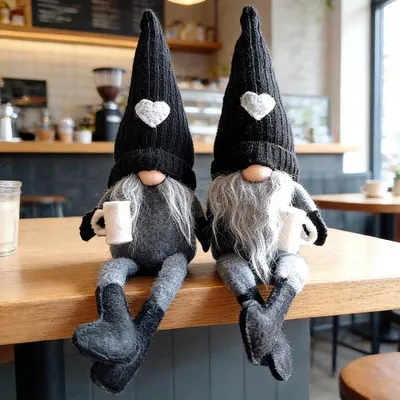 2 Plüschpuppen Kaffee-Gonks, Dekoration, 41 cm, schwarz