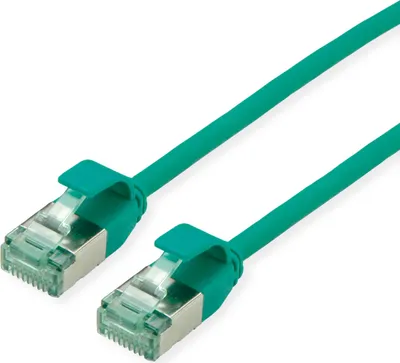 Produktbild von ROLINE RM U/FTP DataCenter Patchkabel Cat.6A (Class EA), slim, grün, 2 m