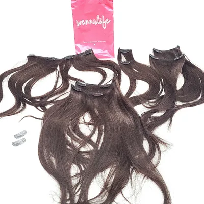 Produktbild von WENNALIFE Clip in Extensions Echthaar, 40cm 16 Zoll 120g 7pcs Dunkel Braun Hair Extensions Clip in Echthaar Remy Clip in Haarverlängerung Natürliche Echthaar Extensions