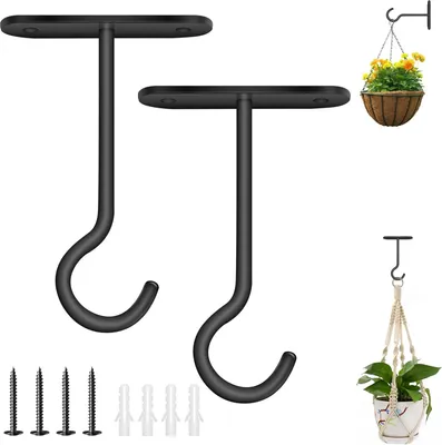 Produktbild von 2 Stück Deckenhaken zum Aufhängen von Pflanzen, Pflanzenhalterung, Blumenampelhalter, Balkon Wandhaken Hängend zum Aufhängen für Hängend Pflanzenkörbe, Windspiele