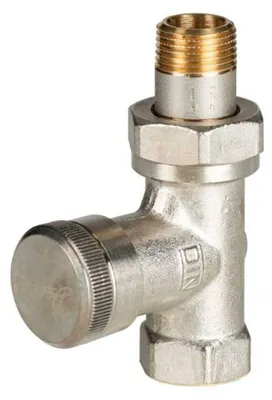 Productafbeelding van Danfoss retouraansluitstuk RLV 10 R 3/8, doorgaand, vernikkeld, 1 stuk.