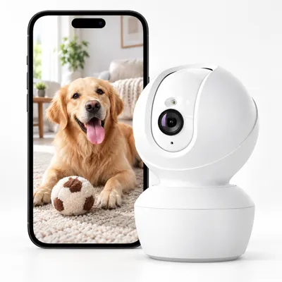 Productafbeelding van 2.5K bewakingscamera voor binnen, 5G WLAN, binnencamera met 360° beeld, bewakingscamera voor binnen met AI-bewegingsdetectie, automatische tracking, tweewegs audio, compatibel met Alexa, ondersteunt TF-kaart en cloudopslag