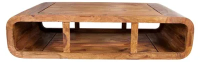 Produktbild von Beistelltisch CURVIA 100 cm aus Sheeshamholz – Modernes Design mit offenen Fächern
