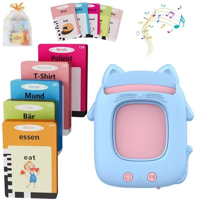 Produktbild von Lernspielzeug, Deutsch Englisch Lernkarten Lernspielzeug,112 Blätter Lernkarteikarten,224 Wörter, Interaktive Spielzeug Kinder Ab 1+Jahre, Blau