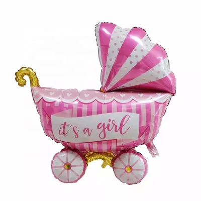 Immagine prodotto di Palloncino in foil bimba, carrozzina a strisce, 84 x 97 cm ca