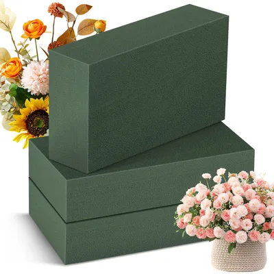 Produktbild von Steckschaum für Blumen - 3 Stück Steckmasse für Kunstblumen - Floristikbedarf für Blumengestecke - Grün