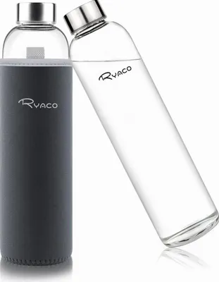 Produktbild von Glasflasche 750ml Borosilikat mit Hülle für Getränke