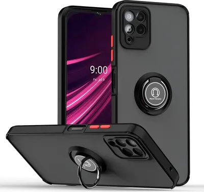 Produktbild von T-Mobile REVVL 6 Pro Hülle, Ring Halter Ständer Matte Transluzent TPU Rahmen Stoßfest Schutzhülle für T-Mobile REVVL 6 Pro Schwarz Rot
