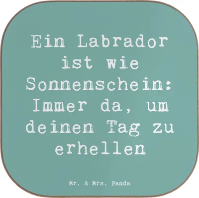 Produktbild von Mr. & Mrs. Panda Holzuntersetzer Spruch Labrador Sonnenschein - Meeresbrise - Geschenk, liebevoll, Hund, Hunderasse, Untersetzer Tasse, Therapiehund, loyaler Freund