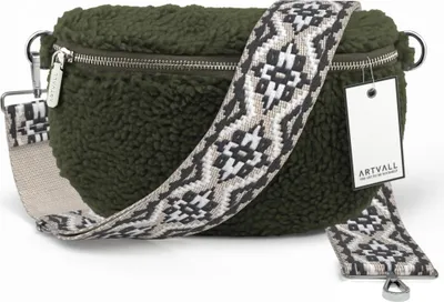 Produktbild von ARTVALL - Umhängetasche Teddy, Klein mit verstellbarem Schultergurt, abnehmbares Taschenband, Crossbody Bag in dunkelgrün