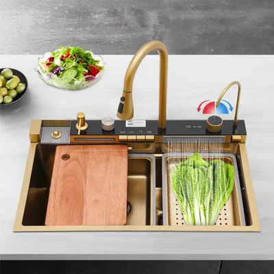 Immagine prodotto di Lavello da cucina - Lavello - Lavello per cucina - Lavello con rubinetto - Lavello in acciaio inossidabile - Rubinetto estraibile da 60 cm