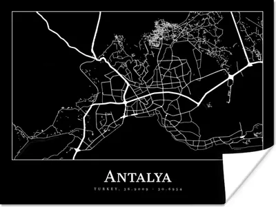 Produktbild von MuchoWow® Poster Karte - Antalya - Stadtplan 160x120 cm - Foto Plakat
