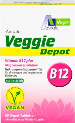 Produktbild von Veggie Depot Vitamin B12+Magnesium+Folsäure, 60 St TAB