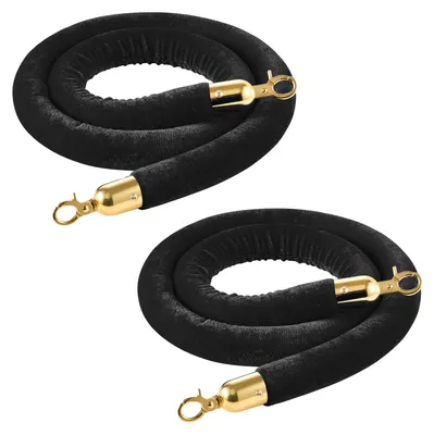Immagine prodotto di VEVOR, 2 pezzi. Cordoni di delimitazione in velluto nero da 1,5 m, con ganci dorati per la gestione dei flussi di visitatori; ideali per eventi quali cinema, inaugurazioni di hotel, feste; cordoni per paletti di delimitazione