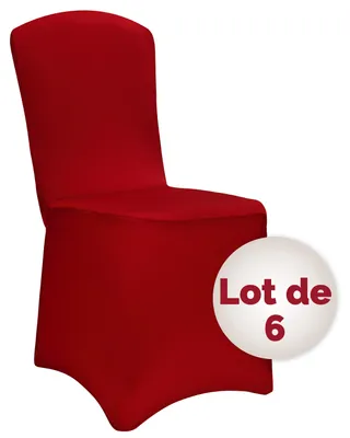 Image de DETEX® 6x Housse de chaise rouge bordeaux tissu stretch opaque infroissable amovible mariage fête réception