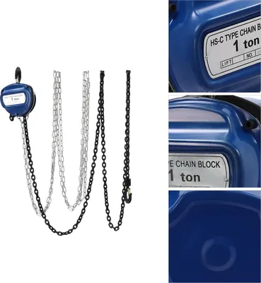Produktbild von Kettenzug - G80 Manganstahl - 1000 kg Tragfähigkeit - 4 m Hubhöhe - 6 mm Kette - Blau