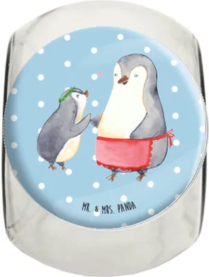 Produktbild von Mr. & Mrs. Panda Kaffeedose Pinguin mit Kind L 870ml - Blau Pastell - Geschenk, Muttertag, Mama, Mutter, Familie, Dekoglas, Bruder, Teedose, Bonboniere, Vorratsglas