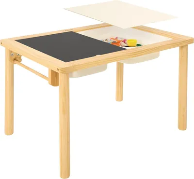 Productafbeelding van Sensorische tafel - Activiteitentafel peuter - Zand en water - Dubbelzijdig bord - 655 cm - Natuurlijk hout