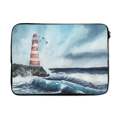 Produktbild von MuchoWow® Laptop Hülle 14 ZollLeuchtturm - Meer - Golf Laptoptasche - Laptoptasche - Stoßsicher - Schutzhaube