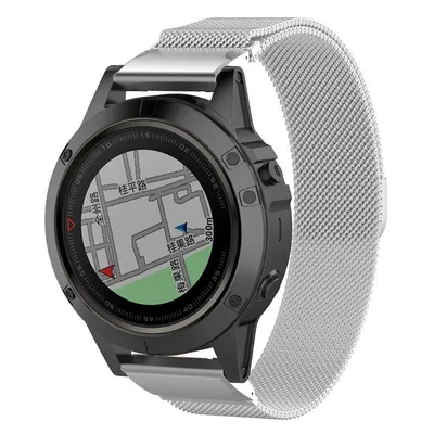 Produktbild von Strap-it Milanese Armband - Kompatibel mit Garmin Fenix 5x Armband Hochwertiges Material -Edelstahl Magnetische verschluss für Garmin Fenix 6x Armband Silber 26mm smartwatch