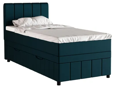 Produktbild von Boxspringbett Einzelbett 90x200, Dunkeltürkis, AVALON, mit Bettkästen, mit Matratze, mit Topper, Panda Möbel