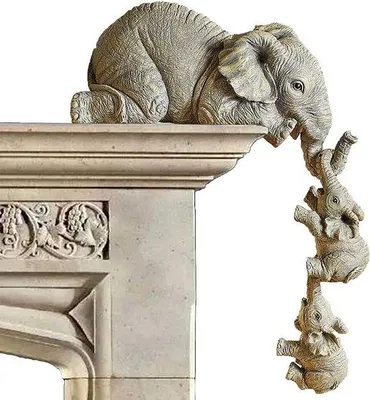 Productafbeelding van Unyqoos® Olifantenbeeldjeset (3 stuks) – handgeschilderde harsdecoratie: moederolifant met twee babyolifanten, stabiele decoratie voor planken en vensterbanken, afneembare beeldjes