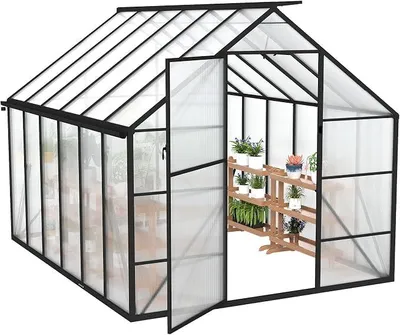Produktbild von Premium Gewächshaus Aluminium 310x250x205cm 7.75m? Begehbares Garten-Gewächshaus mit verstärktem Fundament & Dachfenster & Tür Wetterfest & temperaturbeständig für Tomaten, Gemüse & Pflanzen