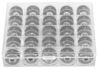 Produktbild von 25-teiliges Spulenset, schwarz, mit Garnetui, verpackt, vorgewickelte Spulen, Nähzubehör