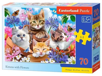 Immagine prodotto di Puzzle 70 pezzi Gattini con Fiori - Castorland 70107